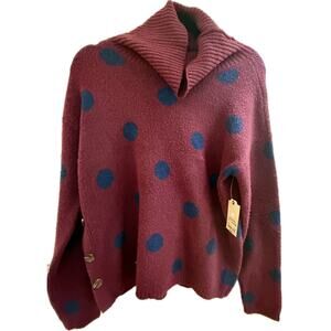 St. Johns Bay Burgundy Polka Dot Sweater